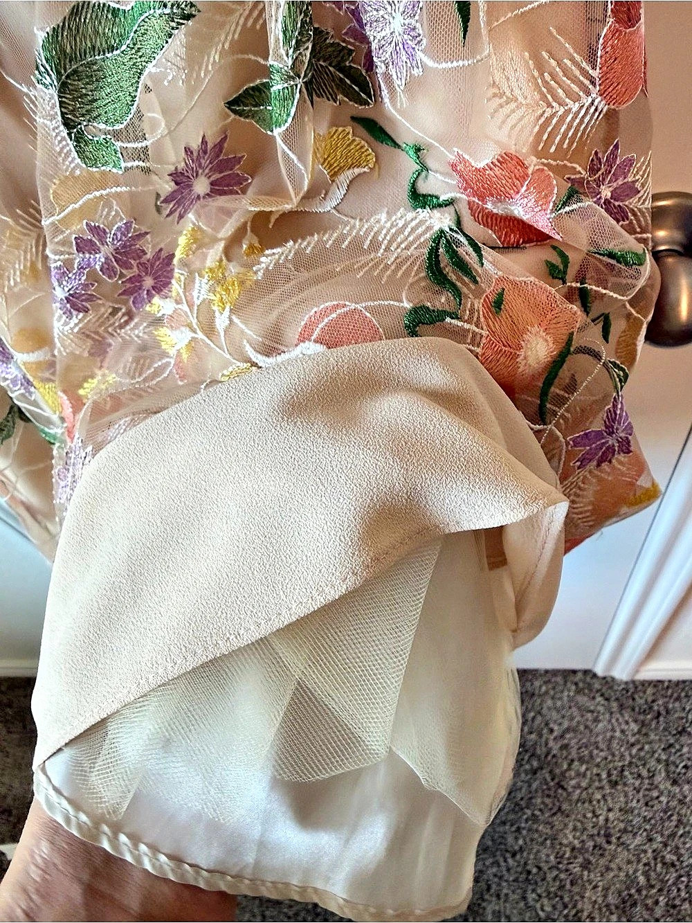 Shoshanna Floral Embroidered Mini Dress in Beige - Picture 5 of 6